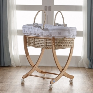 Gray Moses Basket - Available in Pink, Mint & Blue